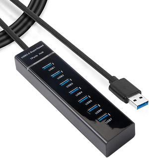 7-Port USB 3.0 Hub - Data Hub USB Splitter with Long Cable 38-inch USB3.0 Hub for Laptop, PC, MacBook, Mac Pro, Mac Mini, iMac, Surface Pro and More USB Devices