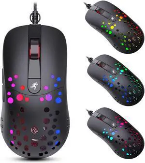 Wired Gaming Mice, up to 8000DPI Adjustable 6 Buttons Wired Optical 6 RGB Lighting Modes USB Mouse for Laptop PC Windows 2000 / XP / win7 / win8 /win10
