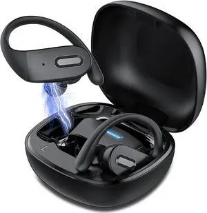 Ture Wireless Earbuds, Bluetooth 5.1 in Ear Stereo Headphones, Single and Binaural Smart Mode, Charging Case for 30 Hours Playtime, Wireless Sports Headphones with Microphone (Black) eokCXOY