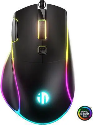 RBG Wired Gaming Mouse, 7 Programmable Buttons, Brilliant RGB Backlit LED, Max 7200 DPI with 6 Customizeable Levels, Ergonomic Gaming Mouse for Gamer, for Windows PC Gaming - Black