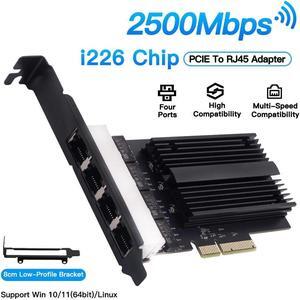 4 Port Gigabit NIC for Desktop Gigabit Ethernet Network Adapter with Intel I226 Controller Quad RJ45 Port Network Interface Card for Gaming Office Support for Windows