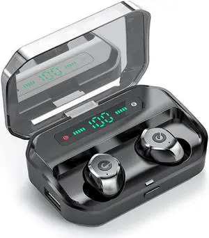 Ture Wireless Earbuds, Bluetooth 5.0 Headphones, TWS Earphones, Wireless in-Ear Earbuds IPX7 Waterproof Wireless Eardphones with Charging Case,Led Digital Display (Built-in Mic, 3D Stereo) eokCXOY