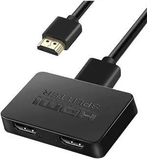 4K@60HZ HDMI Splitter, Auto Scaling HDMI Splitter 1 In 2 Out, HDMI2.0b Splitter for Dual Monitors [Only Duplicate/Mirror Screens, Not Extend] Support HDCP2.2, RGB 4:4:4, 18.5Gbps, Full HD 1080P 3D