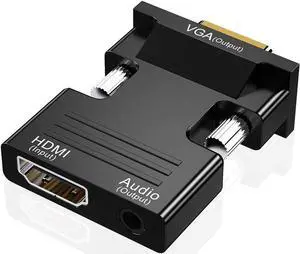 HDMI to VGA Adapter, Audio Output Cable Computer Set-top Box Converter Connector Adapter for Laptop, PC, Monitor, Projector, HDTV, Chromebook, Roku, Xbox(3.5mm Stereo Cable Included)
