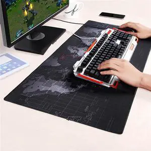 XL 700*300*2mm World Map Speed Keyboard Mouse Pad Mat Computer Gaming Mousepad Locking Edge Table Mat- Non-slip Rubber Base for PC Computer Laptop