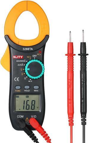 Digital Clamp Meter 2000 Counts Auto Range Multimeter with NCV Test AC/DC Voltage AC Current Portable Handheld Multimeter LCD Display Measuring Resistance Continuity Diode
