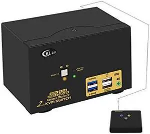 CKLau 2 Port USB 3.0 Quad Monitor KVM Switch HDMI 4K60Hz with Audio and Cables, 2 PCs 4 Monitors Video Keyboard Mouse Peripheral Sharing Switcher Box Supports HDMI 2.0, HDCP, EDID