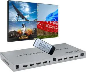 4K HDMI Matrix, 4x4 Audio HDMI Splitter Switch, 4 HDMI in 4 HDMI Out HDMI 1.4 Switcher, 3.5mm Out Audio Swith and EDID, Support IR Remote, Button Press, RS232, 4K @30HZ, 1080P 3D, HDCP, YUV 4:4:4