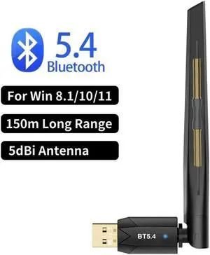 USB Bluetooth 5.4 Adapter for PC, USB Bluetooth Dongle 5.4 EDR Adapter for Laptop Keyboard Mouse Headsets Speakers, 150M Long Range Bluetooth Supports Windows 11/10/8.1(Plug and Play)