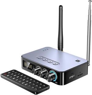 Bluetooth 5.1 Transmitter Receiver for TV, 4-in-1 Wireless Bluetooth Adapter with Optical AUX RCA 6.5 Mic Connection, Low Latency NFC Audio Adapter with FM Radio Simultaneously for Home Party KTV