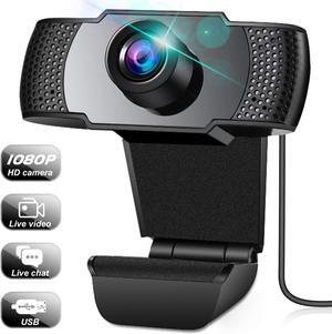 1080P Webcam, Webcam with Microphone, Full 1080P HD Video Webcam, Streaming Computer Web Camera with Support 3D denoising and Automatic Gain, USB Computer Webcam for Video Calling, Online Classes