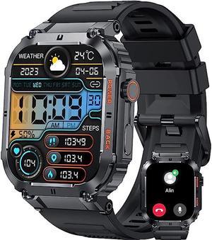 Men's Smart Watch,100M Waterproof Rugged Military Smartwatch with Bluetooth Call(Answer/Dial Calls) 2-inch Utral Large HD Display 70 Days Extra Long Battery Life, 100+ Sports Modes Fitness Tracker