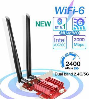 PCIe WiFi 6 Card with Bluetooth 5.0 Adapter & Heat Sink - Wireless PCI Express AC 3000Mbps Network Card AX200 802.11AX Wi-Fi Adapters for Windows 10 64-bit, AX200 WiFi Card