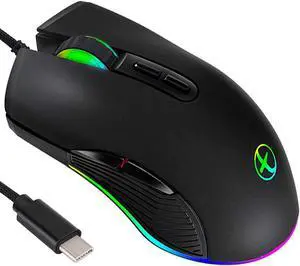 Wired Gaming Mouse Type C, USB C Cable Game Mice RGB gaming mouse Ergonomic mouse Compatible with Mac, Matebook, Chromebook, HP OMEN, Windows PC and other USB type C devices Office Home
