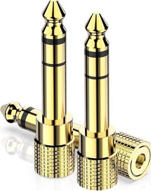 6.35mm (1/4 inch) Male to 3.5mm (1/8 inch) Female Stereo Audio Adapter Converter for Guitar Headphones Amp , Gold Plated 3-Pack