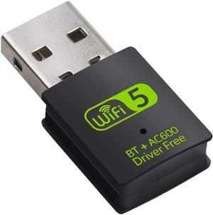 AC600M USB WiFi Bluetooth Adapter, 600Mbps Dual Band 2.4/5Ghz Wireless Network External Receiver, Mini WiFi Dongle for PC/Laptop/Desktop
