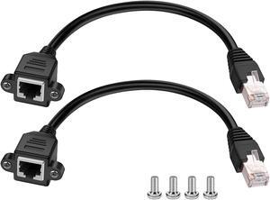 Cat 6 Ethernet Cable Extension Cord, RJ45 Network Patch Cable -1.5 Feet (0.5 Meters) Male to Female Connector Support Cat6 / Cat5e / Cat5 Standards (Black, 2Pack)