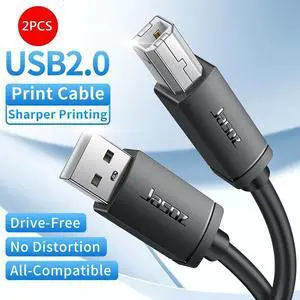 [2-PACK, 10ft ] USB Printer Cable, USB 2.0 Printer Cable Cord Type A-Male to B-Male Cable for Printer/Scanner Canon Dell Epson HP ZJiang Label Printer Cord