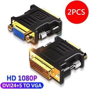 [2-Pack] 1080P DVI To VGA Adapter, DVI to VGA Adapter Convertor For PC Computer Display Screen Projector TV DVI 24+5 Pin to VGA Adaptor