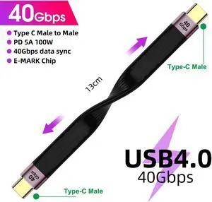 Short-line(2/5FT) USB C to Type C Cable,Support Thunderbolt 4/3,USB 4, PD 100W Quick Charge,8K 4K Display,40Gbps Data Transfer Sync. Transfer for External Docking,MacBook,Phone,PowerBank.
