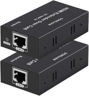 HDMI Extender,HDMI Over Single Cat5E/6/7 HDMI Repeater HDMI Balun Sender Transmitter Receiver Support 1080p 3D HDMI 1.4a HDCP EDID