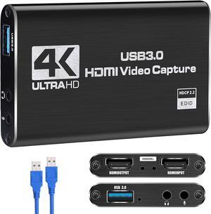 Capture Card, Video Capture Card 4K 1080P 60FPS, HDMI Capture Card Switch, Game Capture Card USB 3.0 for Live Streaming Video Recording, Screen Capture Device Work with PS4/PC/OBS/DSLR/Camera