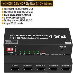 4K 60Hz HDMI 2.0 Switch Splitter, 4 Port 4K HDMI Switcher 4 in 1 Out Metal HDMI Switches Selector Box Support EDID HDCP 2.2 Support 4K@60Hz Ultra HD 3D 2160P 1080P, Power Adapter Include eokCXOY 4K 60Hz HDMI 2.0 Switch Splitter, 4 Port 4K HDMI Switcher 4 in 1 Out Metal HDMI Switches Selector Box Support EDID HDCP 2.2 Support 4K@60Hz Ultra HD 3D 2160P 1080P, Power Adapter Include eokCXOY