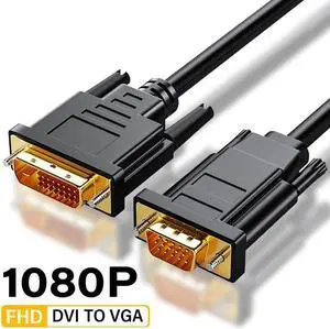 DVI to VGA Cable,  DVI-D 24+1 to VGA 6 Feet Cable Male to Male Gold-Plated Cord for Computer, PC Host, Laptop, Graphics Card to HDTV, LG HP Dell Monitor, Display Screen and Projector