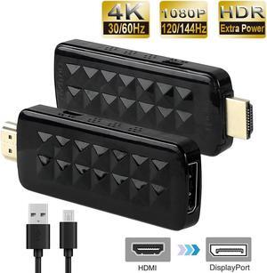 HDMI to DisplayPort, HDMI to DisplayPort Cable Adapter, HDMI Male to DP Female with USB Power, Support 4K@60Hz,1080P@144hz, Display1.4, Dual - Modes(NOT USB Port)