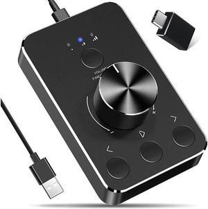 USB Multimedia Controller Knob with 3 Volume Control Modes and One-Click Mute Function Volume Controller Audio Adjuster for MAC/Win7/8/10, with 5ft Cable and USB-C Adapter