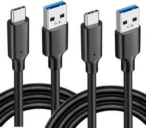 USB3.2 Type A to USB-C 10Gbps Cable, USB3.2 Gen 2 Type C Data Cable, 3A 60W PD Fast Charging Cable, 2 Pack 1.6ft+1.6ft