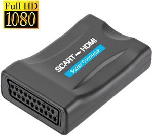 SCART to HDMI Converter Adaptor SCART to 1080P/720P HDMI Audio Video Adapter for HDTV Monitor Projector STB VHS Xbox PS3 DVD Player, Convert Digital AV Signal to Analog CVBS Signal