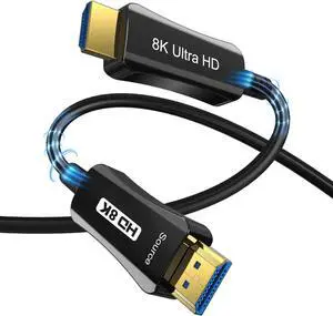 8K Fiber Optic HDMI 2.1 Cable 50FT/15M, 8K60hz 4K120hz 4K144hz HDCP 2.3 2.2 48Gbps Ultra High Speed Compatible with Apple-TV Dolby Vision Atmos PS5 PS4, Xbox, RTX 3080 3090