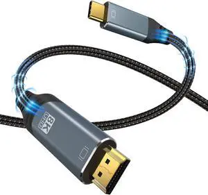 USB C to HDMI 2.1 Cable 8K@30Hz 4K@240Hz 3.3FT Thunderbolt 4/3 to HDMI 48Gbps HDR HDCP2.3 Type C to HDMI Cord Compatible for MacBook Pro Air iPad, iPhone 15 Pro Max, Galaxy S23, Pixel 7