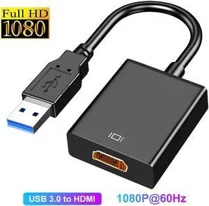USB3.0 to HDMI Adapter, USB to HDMI 1080P Video Graphics Cable Converter with Audio for PC Laptop Projector HDTV Compatible with Windows XP 7/8/8.1/10 [Not Support Mac OS Chromebook]