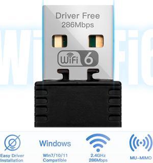 AX300 Mini USB WiFi 6 Adapter, USB WiFi Adapter for Desktop PC Laptop, Portable USB Wireless Adapter WiFi Dongle for Windows 11/10/7, 2.4GHz Only, 286Mbps, WiFi 6 USB Easy Setup--2 Pack