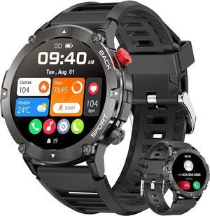 Sport Smart Watch for Men, Military Activity Tracker Smartwatch with Oxygen/Blood Pressure Monitor, IP67 waterproof Sports Fitness Watch Pedometer, Make and Answer Call Smartwatch for iOS Android