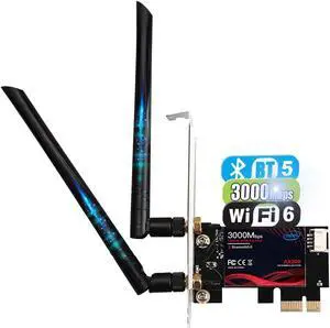 New WiFi 6 PCIe WiFi Card 3000Mbps| 802.11AX Dual Band 2.4G/574M 5.8G/2400M Wireless Network Card | Bluetooth 5.0 | Intel AX200 | MU-MIMO |Low Latency |Support Win 10 with Shield Cover (Black)