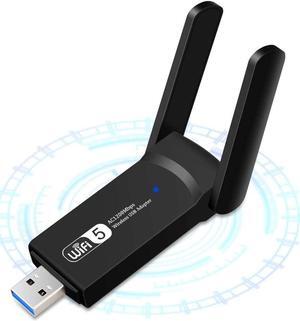USB WiFi Adapter 1200Mbps Wireless Internet Adapter USB 3.0 WiFi Dongle for PC 802.11AC with 3dBi High Gain Antenna Support Linux Mac OS 10.15 Windows 10/8.1/8/7/ XP System, Easy to Use (Black)