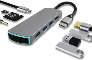 USB C Hub-Dongle, 8 in 1 Type C Hub USB C to HDMI Multiport Adapter Compatible for MacBook Pro&Air Accessories USB C Laptops and Other Type C Devices (TF/SD Card Reader 100W PD/4K HDMI USB3.0)
