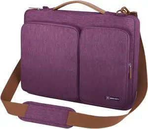 Laptop Bag, Waterproof Roomy Stylish Laptop Shoulder Messenger Bag Handle Bag Tablet Briefcase with Luggage Strap for 13- 13.3 Inch Laptop MacBook Chromebook Computers, Purple