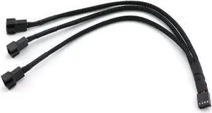 4Pin 1 to 3 Ways PWM Fan Splitter Cable Black Sleeved Fan Power Extension Cable 4Pin Female to 3X 4Pin Male 27cm/10.5 inches