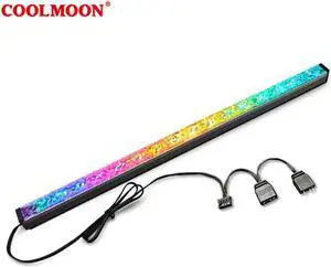 COOLMOON 30cm Aluminum alloy RGB PC Case LED Strip Magnetic Computer Light Bar 5V/3PIN Small 4Pin ARGB Motherboard Light-Stri (Black)