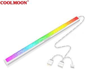 COOLMOON 30cm Aluminum alloy RGB PC Case LED Strip Magnetic Computer Light Bar 5V/3PIN Small 4Pin ARGB Motherboard Light-Stri (White)