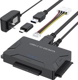 Hard Drive Reader IDE SATA to USB 3.0 Adapter, USB + Type C External Hard Drive Data Ultra Recovery Converter Kit with Power for 2.5 3.5 HDD ssd Disk 5.25 Inch DVD/CD-ROM Optical Drive