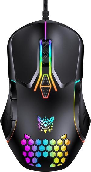 GAMING Mice, USB Wired Gaming Mouse, Colorful RGB Light, 3600 DPI 4 Adjustable Levels, USB Ergonomic Mouse for Computer/Laptop, 7 Buttons Optical Mouse, Right or Left Hand Use, Black
