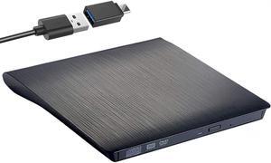 External DVD CD Drive, USB 3.0 / USB Type C Ultra Slim Drives CD DVD RW Player/DVD CD ROM Drive/Writer/Rewriter/USB CD DVD Burner Compatible with Mac MacBook Pro, Laptops Desktops