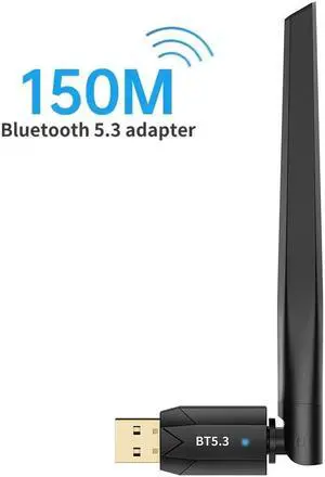 Ultra Long Range Bluetooth 5.3 USB Adapter for PC, 492FT/150M Wireless Transfer Bluetooth Transmitter Receive for Desktop Laptop, Plug & Play, Supports Windows 11/10/8.1/7