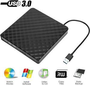 External CD/DVD Drive, USB 3.0 Ultra Slim Portable DVD Writer  External USB CD Drive DVD ROM CD Player/Rewriter +/-RW writer Burner player, Great Compatible With Windows/Mac OS/Laptop/PC/Desktops