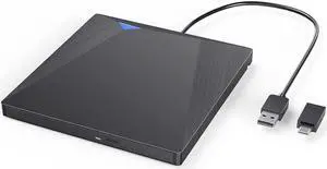 External CD DVD Drive, USB 3.0 Type-C CD/DVD Burner, Portable USB C Superdrive Burner Player Writer CD DVD +/- RW, Compatible with Windows 10 8 7 XP Vista Mac OS Linux for Mac Pro Air iMac Laptop